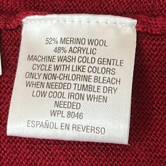 Club Room Men’s Sweater Size M Red V-Neck Pullover Wool/Acrylic Blend - Picture 10 of 12